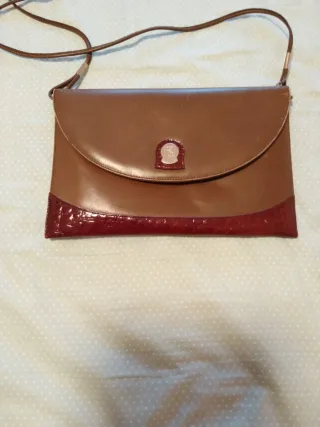 Pertegaz Cartera Piel Vintage Marrón Roja