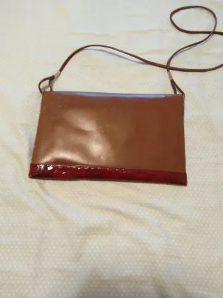 Pertegaz Cartera Piel Vintage Marrón Roja