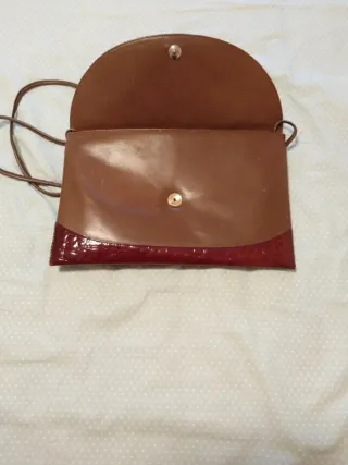 Pertegaz Cartera Piel Vintage Marrón Roja