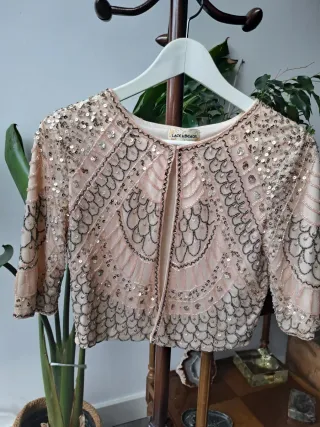 Chaqueta Lace & Beads lentejuelas rosa M