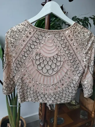 Chaqueta Lace & Beads lentejuelas rosa M