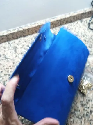 Bolso de fiesta azul con pedrería