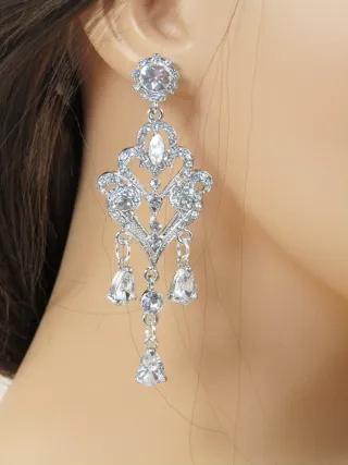 Pendientes Chandelier Plata Brillantes