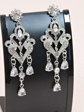 Pendientes Chandelier Plata Brillantes