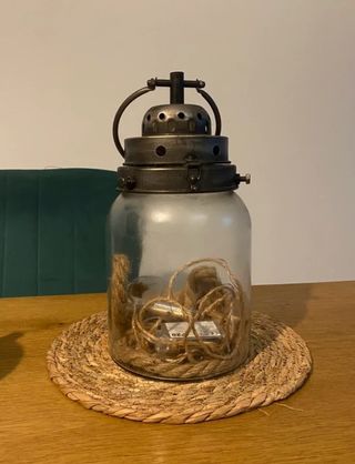 Linterna Decorativa Vidrio y Metal