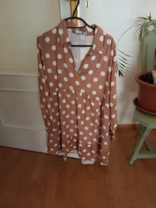 Vestido lunares marrón y blanco Talla M