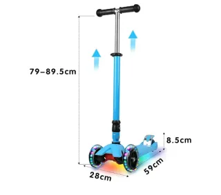 Patinete Infantil 3 Ruedas Plegable Azul