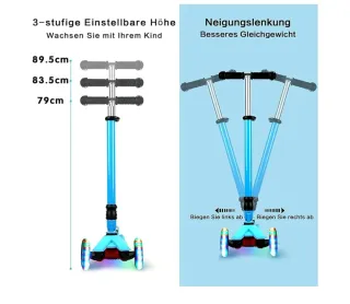 Patinete Infantil 3 Ruedas Plegable Azul