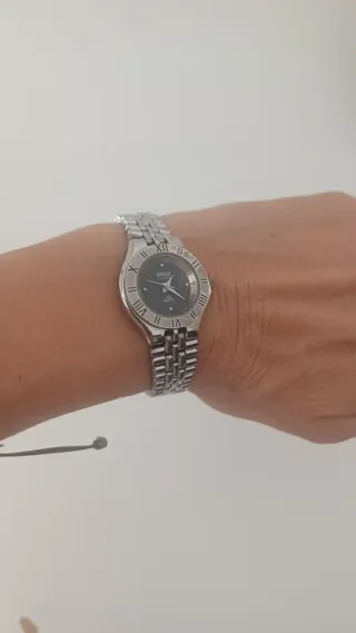 Reloj SWISS Mujer Negro y Plateado