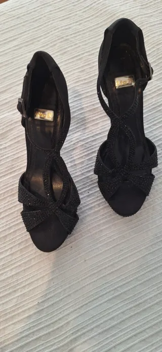 Zapatos de fiesta/noche negros con pedrería