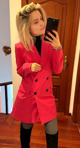 Blazer vestido fucsia doble botonadura
