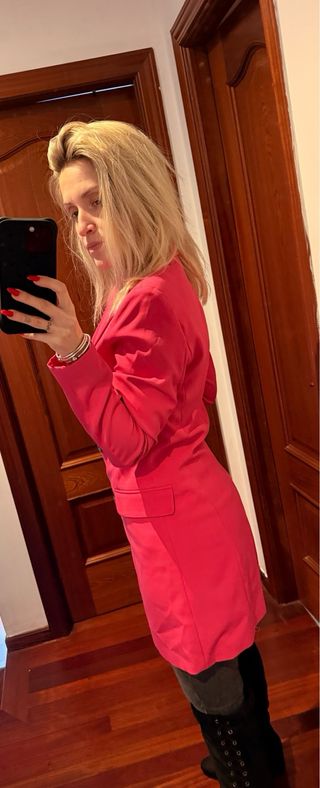 Blazer vestido fucsia doble botonadura