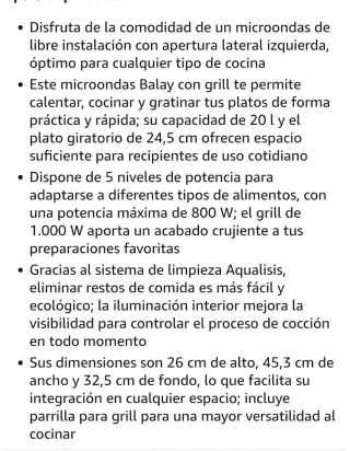 Microondas Balay Blanco