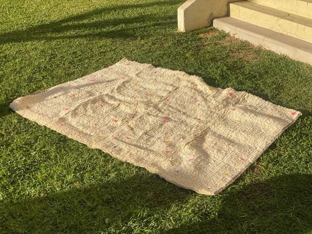 Alfombra Marroquí Lana Artesanal Beige Multicolor