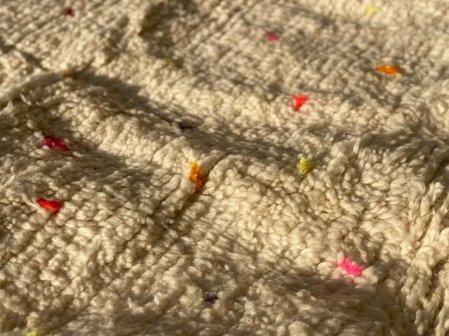 Alfombra Marroquí Lana Artesanal Beige Multicolor