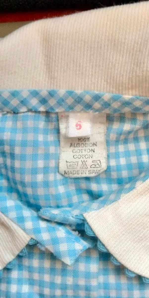 Camisa cuadros azul niña cuello blanco y camiseta