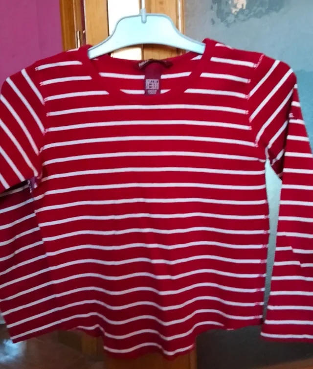 Camisa cuadros azul niña cuello blanco y camiseta