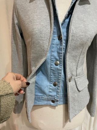 Blazer effetto doppio grigio e blu