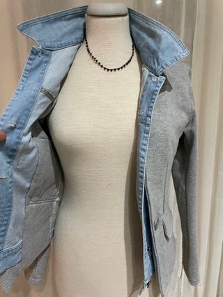 Blazer effetto doppio grigio e blu