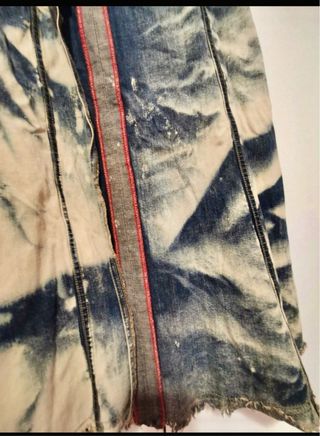 Falda larga denim efecto desgastado