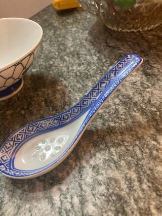 Set cucina ceramica blu e bianco