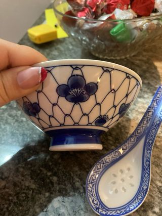 Set cucina ceramica blu e bianco