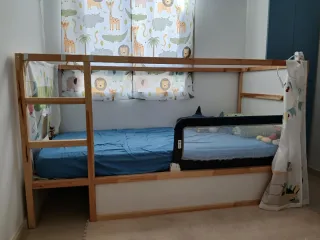 Cama Kura Ikea 90x200 blanco/pino dosel mercado