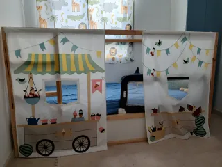 Cama Kura Ikea 90x200 blanco/pino dosel mercado