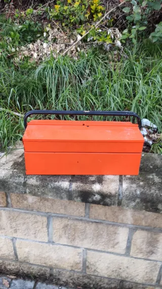 Caja de herramientas naranja de metal Palmera