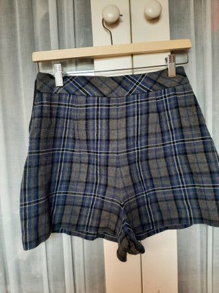 Falda Zara cuadros azul y gris Talla S