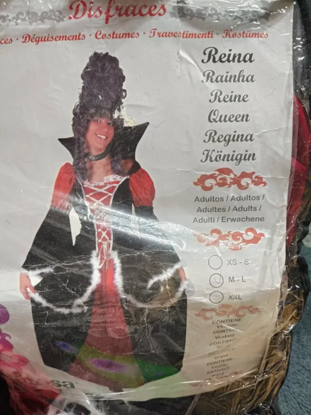 Disfraz Reina Medieval Negro y Rojo