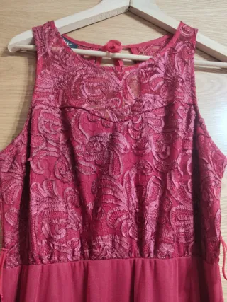 Vestido de fiesta rosa y rojo