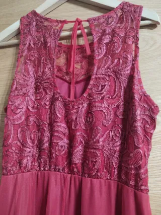 Vestido de fiesta rosa y rojo