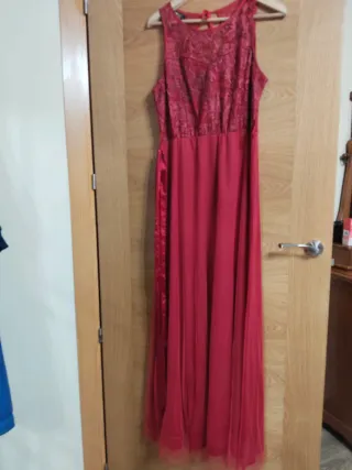 Vestido de fiesta rosa y rojo