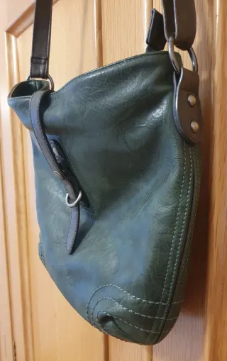 Bolso bandolera piel verde caqui
