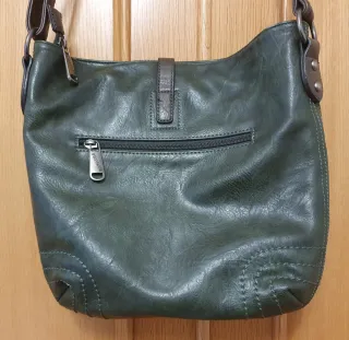 Bolso bandolera piel verde caqui