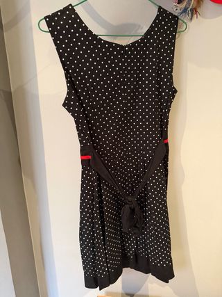 Vestido vintage lunares blanco y negro