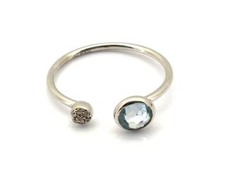 anillo oro 18k con piedra con diamante,aguamarina t. 17 (18,16 mm)