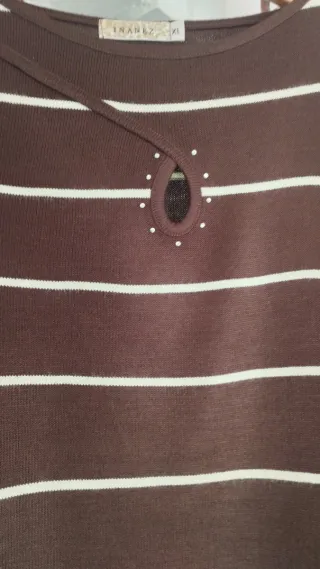 Jersey fino TRANZ rayas marrón chocolate Talla XL