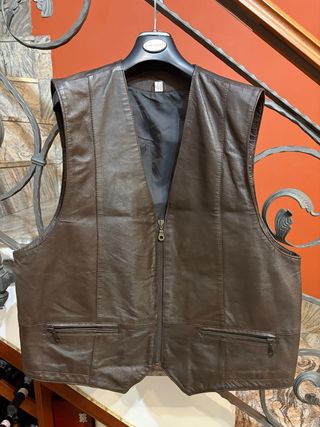 Gilet in vera pelle vintage marrone