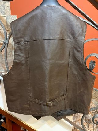 Gilet in vera pelle vintage marrone