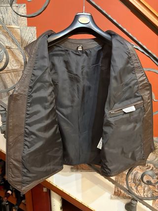 Gilet in vera pelle vintage marrone
