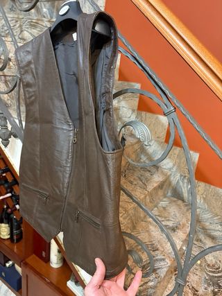 Gilet in vera pelle vintage marrone