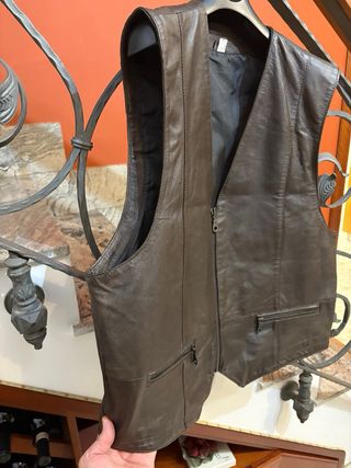 Gilet in vera pelle vintage marrone