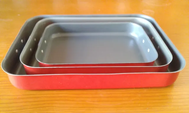 Set 3 Teglie da Forno in Alluminio Antiaderenti