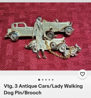 Spilla vintage Art Deco donna e auto