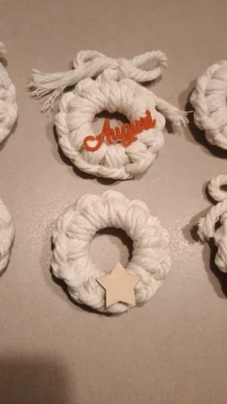 6 Segnaposto Macramè  scritta Auguri/Nome person