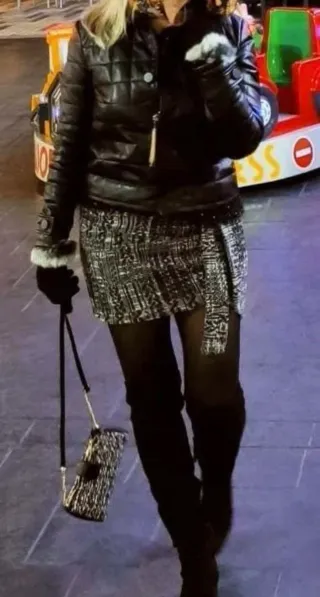 Falda Tweed Drapeada Algodón Talla S