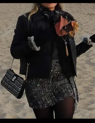 Falda Tweed Drapeada Algodón Talla S