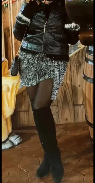 Falda Tweed Drapeada Algodón Talla S